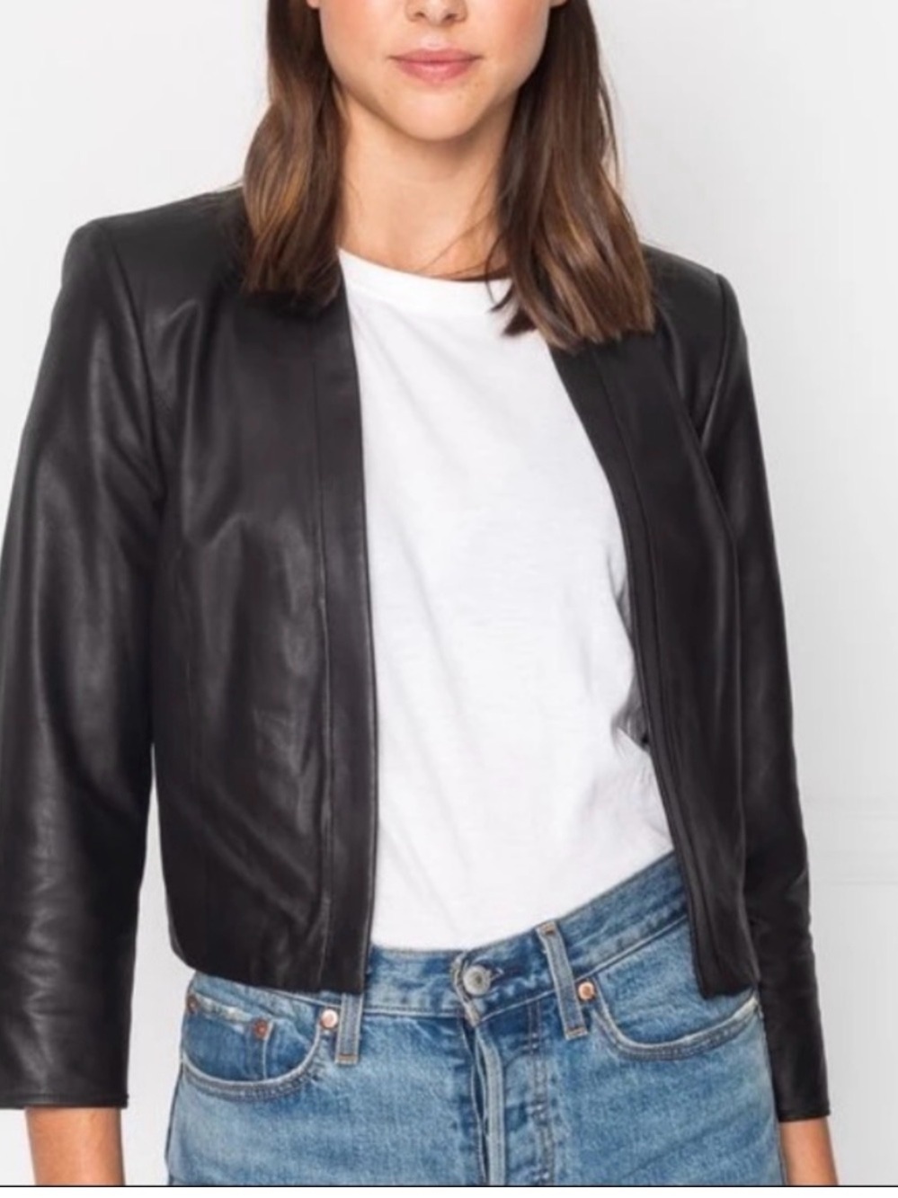 Women’s Black Leather Cropped Jacket